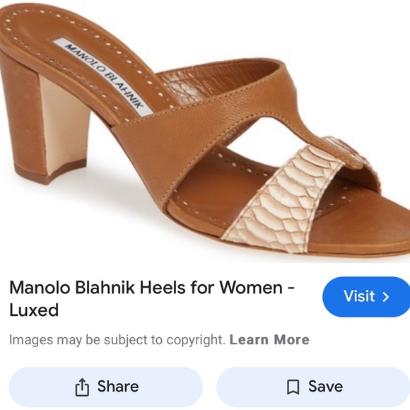 Manolo Blahnik Shoes - Manolo BLahnik tan size 37.5 great condition open toe mule w crock embossed